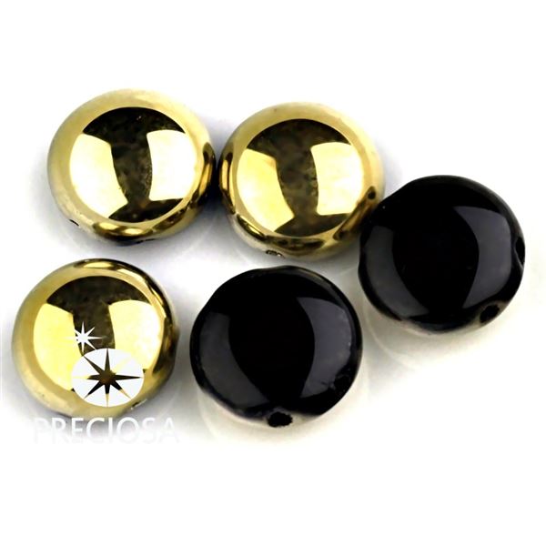 PRECIOSA Candy korlky 12mm 5ks ierna zlat (23980 26441) CAN12016