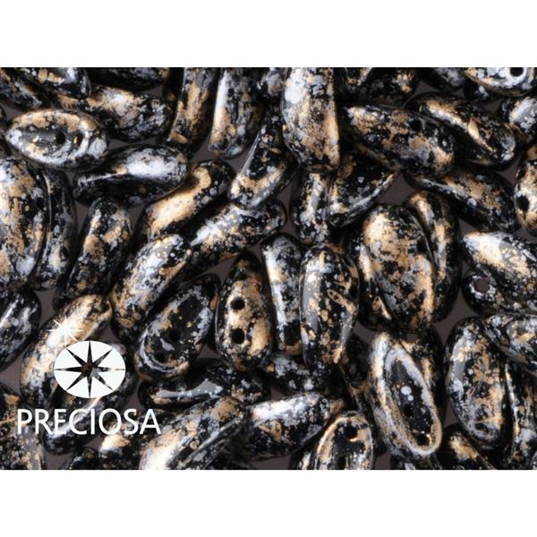 PRECIOSA Chilli 4x11 mm 15 ks ierna+zlat (23980 45704) CHIL109