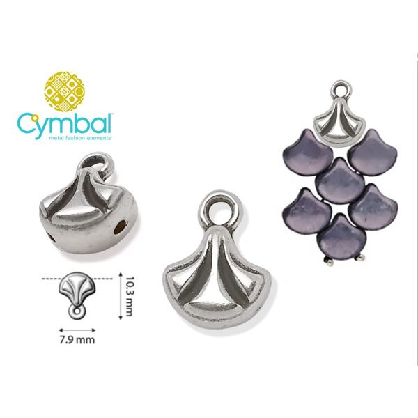 CYMBAL PADANASSA GINKO BEAD koncovka Starostrieborn