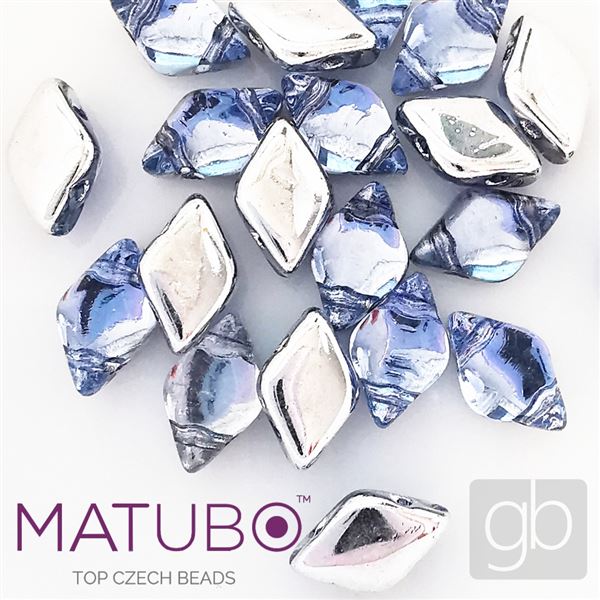 GEMDUO Matubo 8 x 5 mm Modr + Strieborn S11C26901