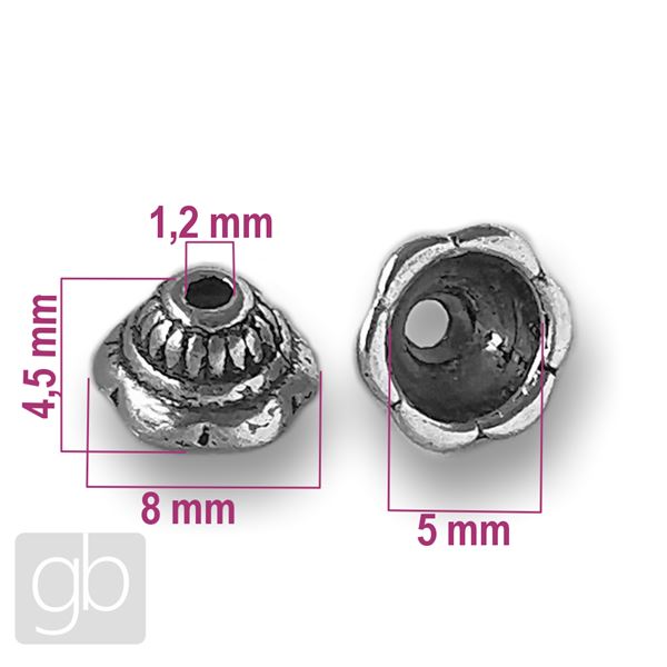 Kaplk biutrny zdoben 8 x 4,5 mm Starostriebro