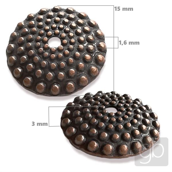 Kaplík bižutérny zdobený 15x3 mm staromosadz KAPL060