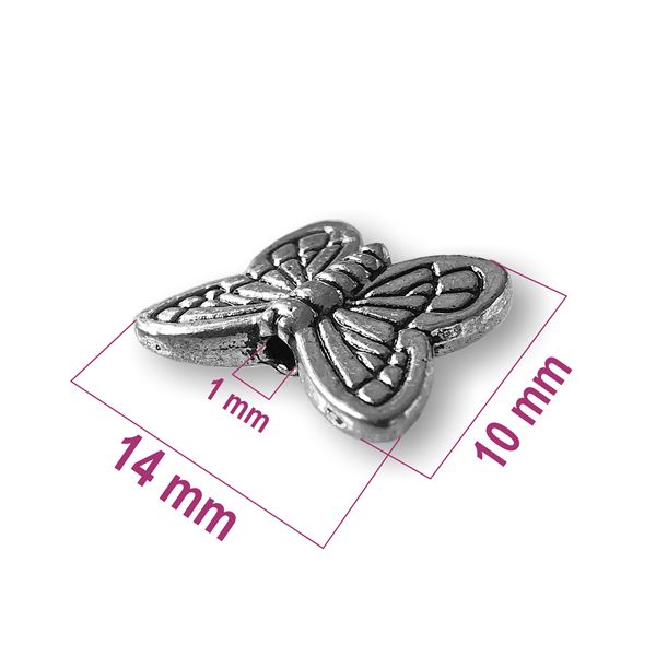 Kovov korlky mot 14 x 10 mm (otvor 1 mm)