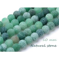 Korálky z minerálov Achát zelený Crackle Frosted 10 mm