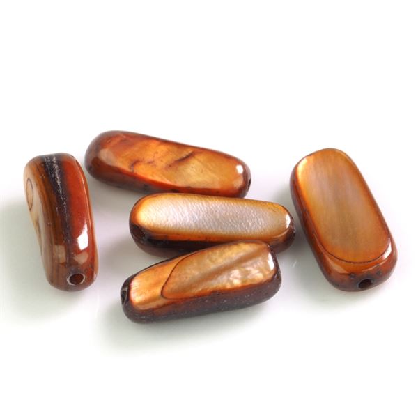 Korlky PERLE obdnik 15 x 5 mm Hneda MP00679