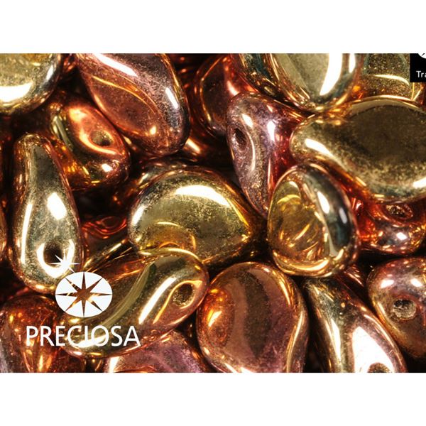 Preciosa PIP korlky 5 x 7 mm 25 ks Ruov zlat 00030-98544