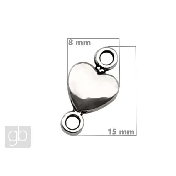 Prvesok srdce konektor 15 x 8 mm Platina