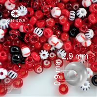 Preciosa rokajl MIX 8/0 2,9 mm 50 g PRM032 ervená