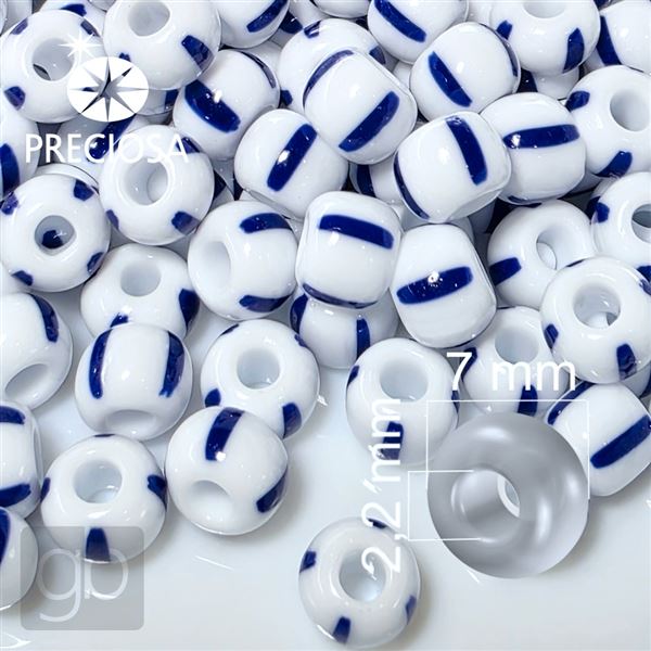 Preciosa STRIPED rokajl 31/0 7 mm 50 g Modr Biela 03330