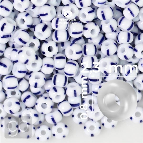 Preciosa STRIPED rokajl 10/0 2,3 mm 20 g Modr Biela 03330