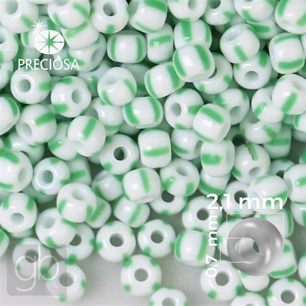 Preciosa STRIPED 11/0 2,1 mm Zelen Biela 03850 20 g