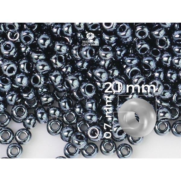 Preciosa korlky rokajl 11/0 2,1 mm Hematit (49102) 20 g