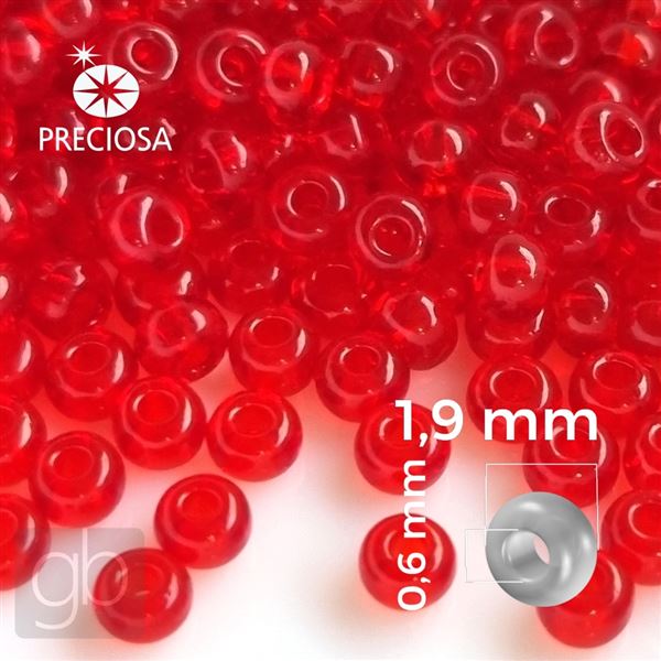 Preciosa rokajl 12/0 1,9 mm Červená 90070 20 g
