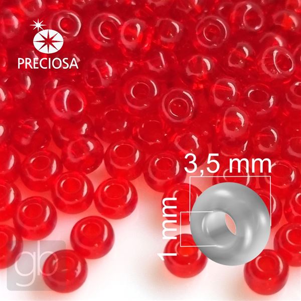 Preciosa rokajl 7/0 3,5 mm Červená 90070 20 g
