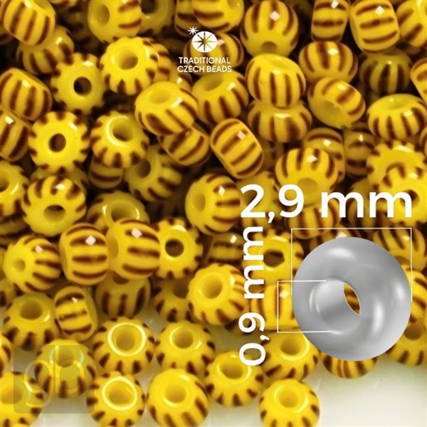 Preciosa STRIPED 8/0 2,9 mm 50 g Žltá Hnedá 83491