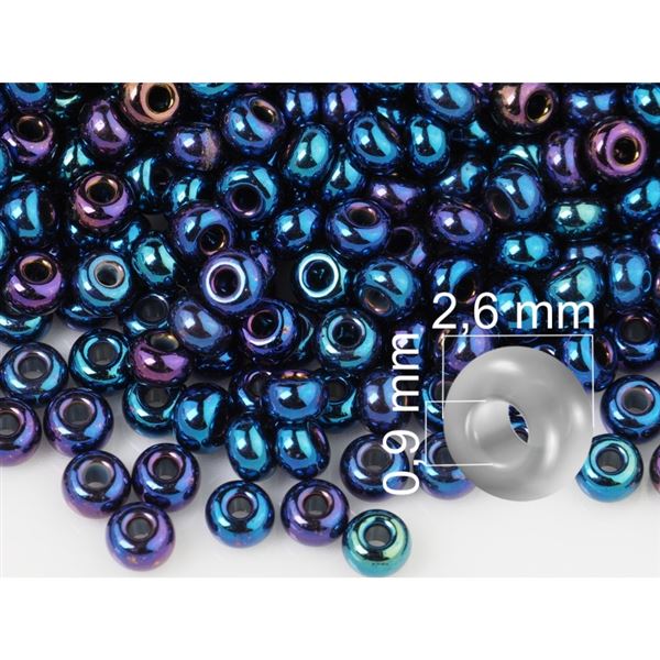 Preciosa korlky rokajl 9/0 2,6 mm Modr Iris (59135) 20 g