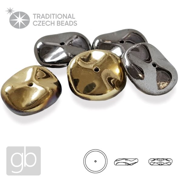 PRECIOSA RIPPLE 12 mm 5 ks 00030-98547 Zlat Hematit 
