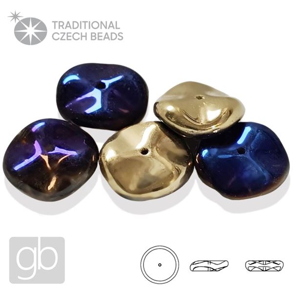 PRECIOSA RIPPLE 12 mm 5 ks 00030-98548 Zlat Modr