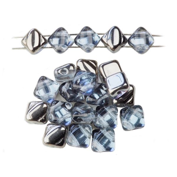 Silky Beads Dia 6x6 mm Modr+Hematit (20210 27401)