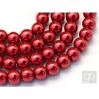Korálky voskované perly O6 mm Červená VO6023